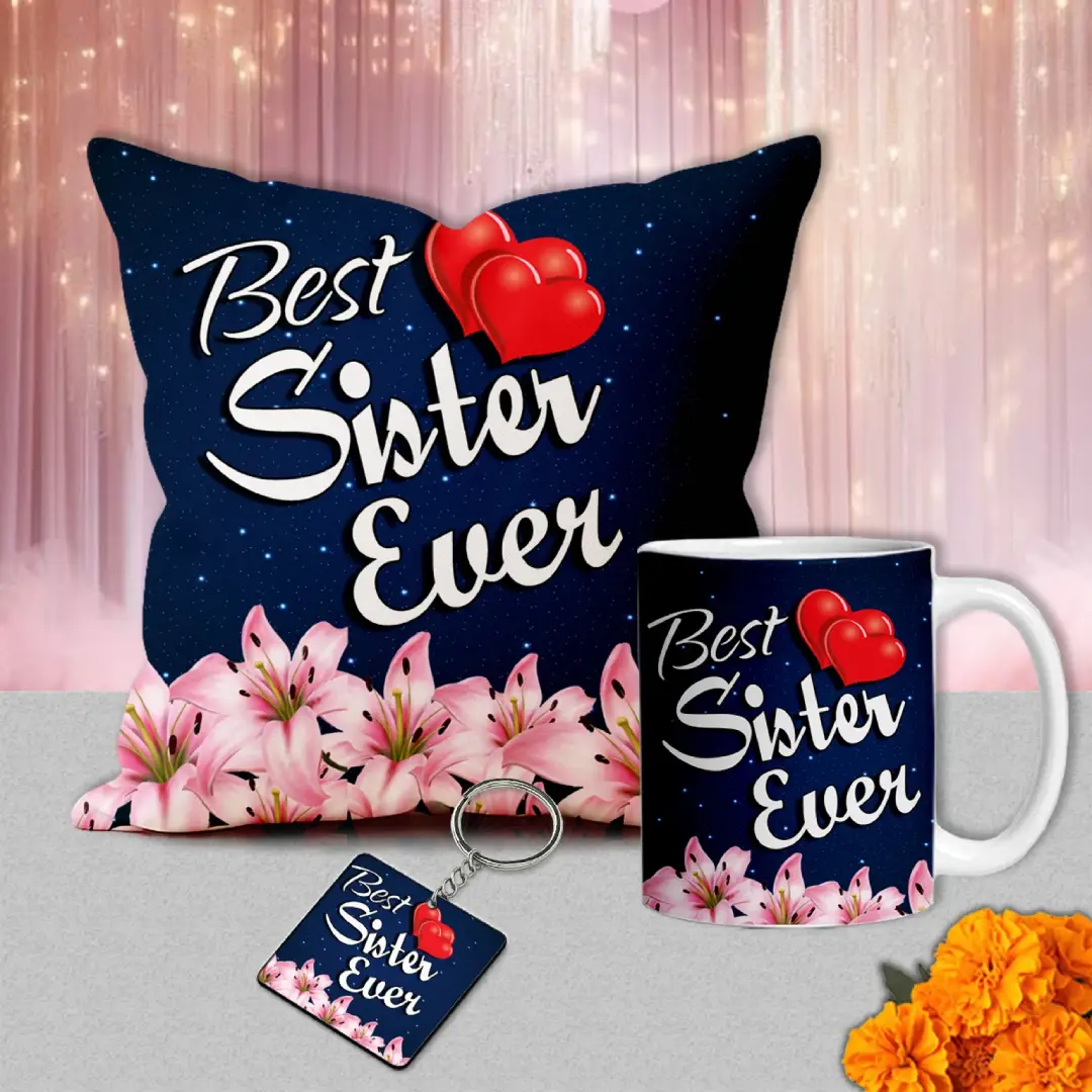 Cushion, Mug, Keychain Gift Set